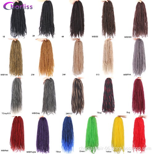 Wholesale Twist Afro Kinky Curly Marley Braids Crochet Braid Yaki Hair Bulk Synthetic Braiding Hair Extensions  For Woman